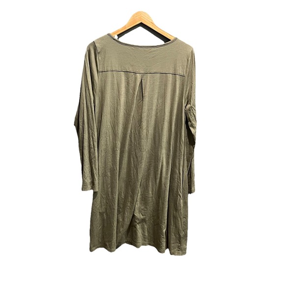 Wool& Dark Green Long Sleeve Women's Merino Wool T-Shirt Dress Size Large - Picture 2 of 4